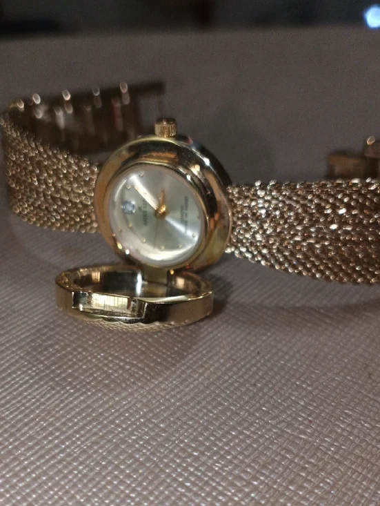 Vintage Anne Klein Goldtone Mesh Women's Watch Bracelet - Picture 2 of 4